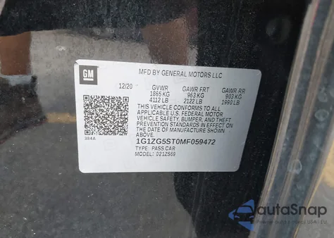 2021 Chevrolet Malibu Fwd Rs из США, поврежденный, VIN 1G1ZG5ST0MF059472